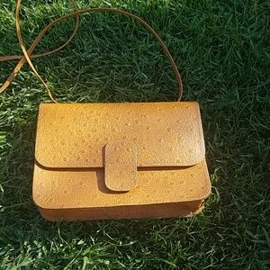 Ostrich Leather Shoulder Bag w Mirror